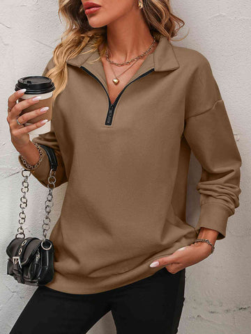Zip-Up Dropped Shoulder Sweatshirt Zip-Up Dropped Shoulder Sweatshirt