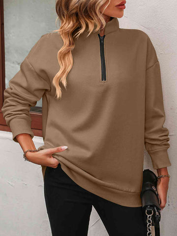 Zip-Up Dropped Shoulder Sweatshirt Zip-Up Dropped Shoulder Sweatshirt