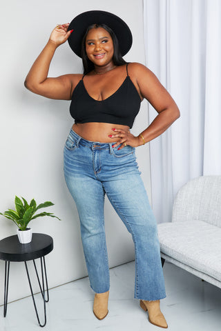 Zenana Full Size Textured Spaghetti Strap Bralette in Black Zenana Full Size Textured Spaghetti Strap Bralette in Black