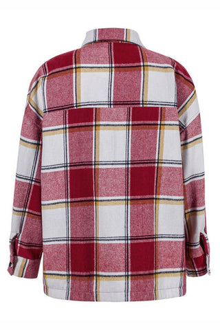Plaid Pocketed Dropped Shoulder Coat Plaid Pocketed Dropped Shoulder Coat