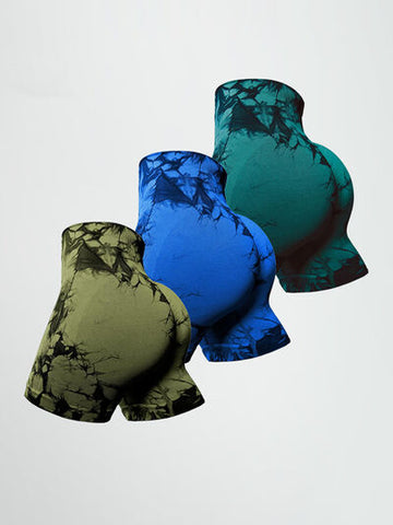 Tie-Dye High Waist Wide Waistband Active Shorts Tie-Dye High Waist Wide Waistband Active Shorts