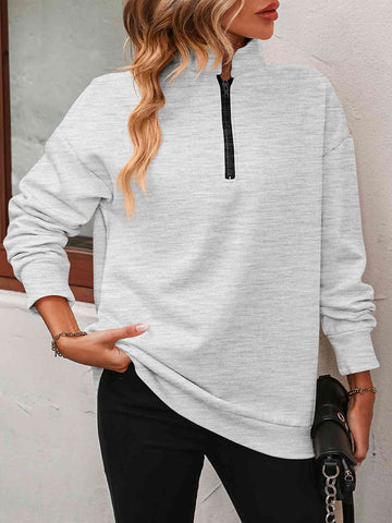 Zip-Up Dropped Shoulder Sweatshirt Zip-Up Dropped Shoulder Sweatshirt