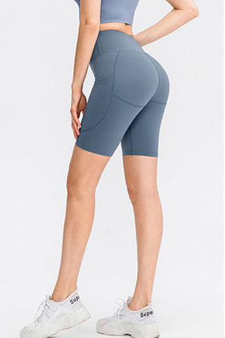 Wide Waistband Sports Shorts with Pockets Wide Waistband Sports Shorts with Pockets
