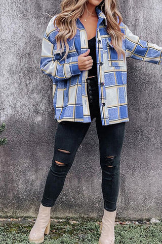 Plaid Pocketed Dropped Shoulder Coat Plaid Pocketed Dropped Shoulder Coat