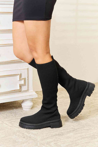 WILD DIVA Footwear Knee High Platform Sock Boots WILD DIVA Footwear Knee High Platform Sock Boots