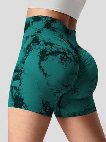 Tie-Dye High Waist Wide Waistband Active Shorts Tie-Dye High Waist Wide Waistband Active Shorts