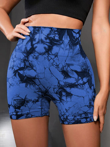 Tie-Dye High Waist Wide Waistband Active Shorts Tie-Dye High Waist Wide Waistband Active Shorts