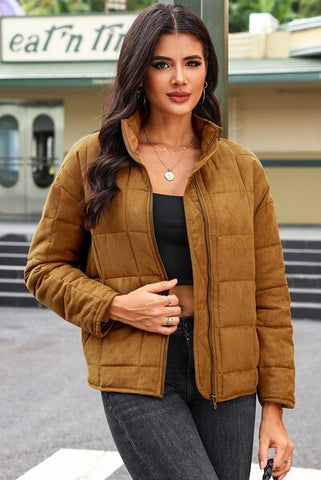 Zip Up Pocketed Long Sleeve Coat Zip Up Pocketed Long Sleeve Coat