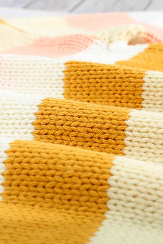Woven Right Striped Dropped Shoulder Knitted Pullover Sweater Woven Right Striped Dropped Shoulder Knitted Pullover Sweater