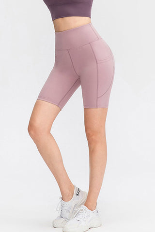Wide Waistband Sports Shorts with Pockets Wide Waistband Sports Shorts with Pockets