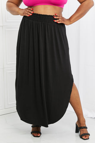 Zenana It's My Time Full Size Side Scoop Scrunch Skirt in Black Zenana It's My Time Full Size Side Scoop Scrunch Skirt in Black