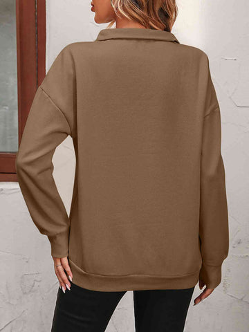 Zip-Up Dropped Shoulder Sweatshirt Zip-Up Dropped Shoulder Sweatshirt