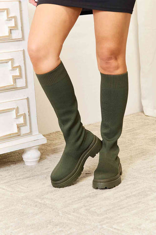 WILD DIVA Footwear Knee High Platform Sock Boots WILD DIVA Footwear Knee High Platform Sock Boots