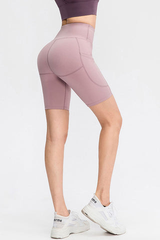 Wide Waistband Sports Shorts with Pockets Wide Waistband Sports Shorts with Pockets