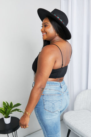 Zenana Full Size Textured Spaghetti Strap Bralette in Black Zenana Full Size Textured Spaghetti Strap Bralette in Black