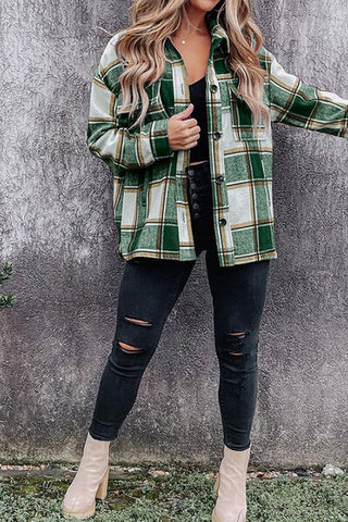 Plaid Pocketed Dropped Shoulder Coat Plaid Pocketed Dropped Shoulder Coat