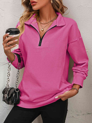 Zip-Up Dropped Shoulder Sweatshirt Zip-Up Dropped Shoulder Sweatshirt