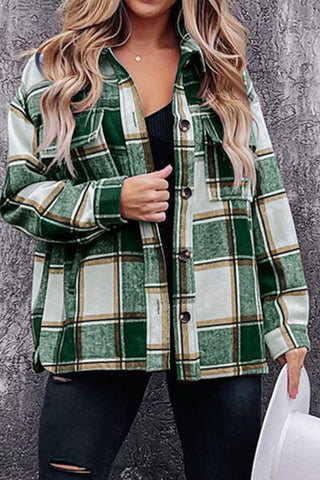 Plaid Pocketed Dropped Shoulder Coat Plaid Pocketed Dropped Shoulder Coat