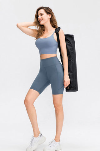 Wide Waistband Sports Shorts with Pockets Wide Waistband Sports Shorts with Pockets