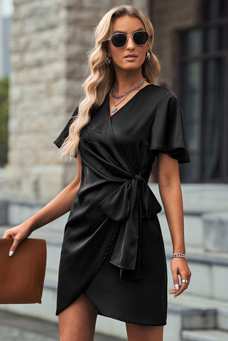 Tied Flutter Sleeve Dress Tied Flutter Sleeve Dress
