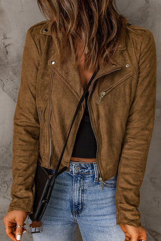 Vegan Suede Zip Detail Jacket Vegan Suede Zip Detail Jacket