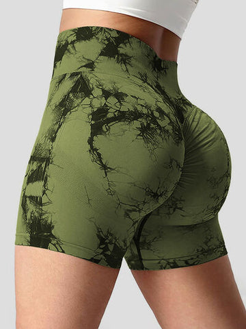 Tie-Dye High Waist Wide Waistband Active Shorts Tie-Dye High Waist Wide Waistband Active Shorts