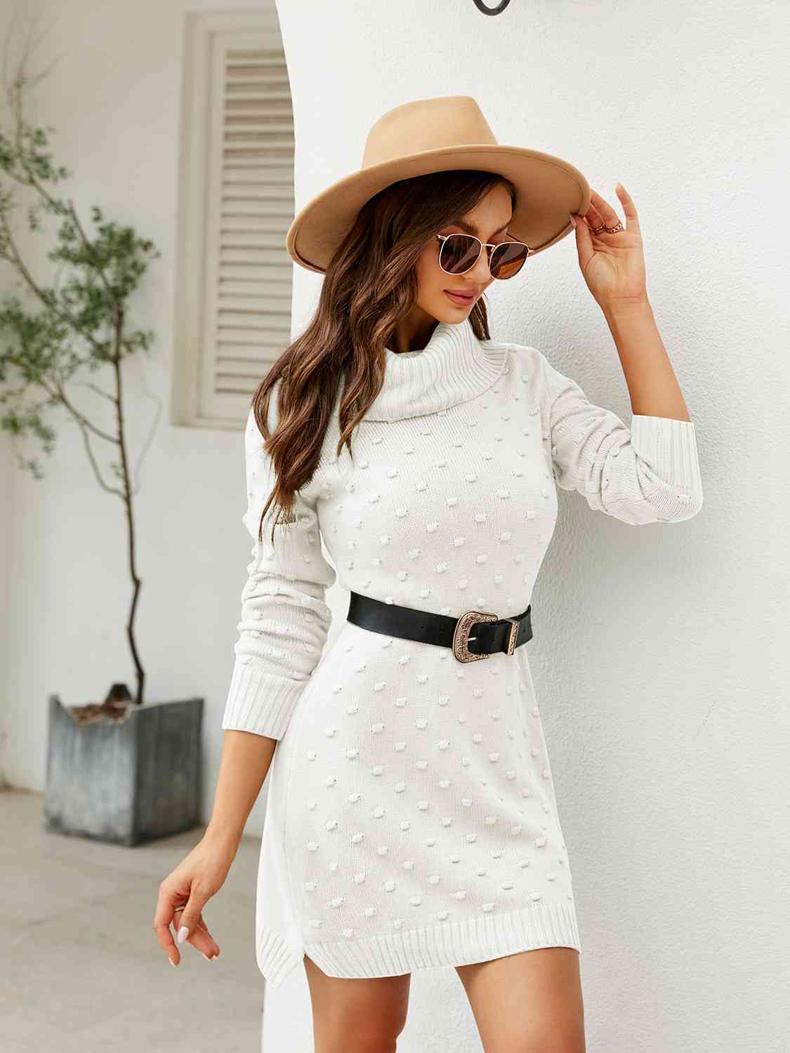 Turtleneck Long Sleeve Slit Sweater Dress Effortless Fashion Boutique Turtleneck Long Sleeve Slit Sweater Dress Effortless Fashion Boutique