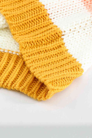 Woven Right Striped Dropped Shoulder Knitted Pullover Sweater Woven Right Striped Dropped Shoulder Knitted Pullover Sweater