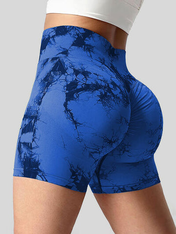 Tie-Dye High Waist Wide Waistband Active Shorts Tie-Dye High Waist Wide Waistband Active Shorts