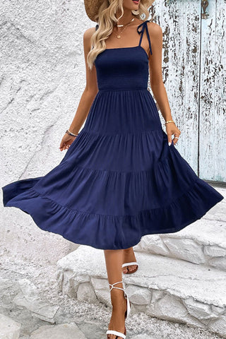 Tie-Shoulder Tiered Midi Dress Tie-Shoulder Tiered Midi Dress