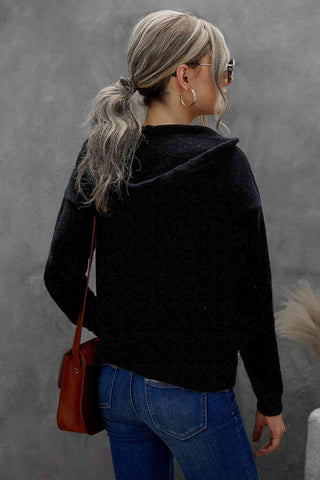 Woven Right Lace Trim Half-Button Drawstring Knit Hoodie Woven Right Lace Trim Half-Button Drawstring Knit Hoodie