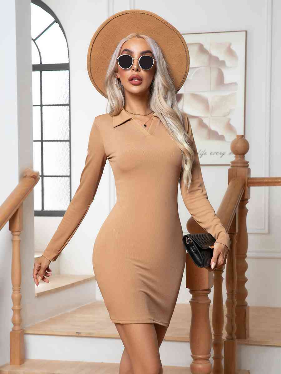 Johnny Collar Long Sleeve Mini Dress Effortless Fashion Boutique Johnny Collar Long Sleeve Mini Dress Effortless Fashion Boutique