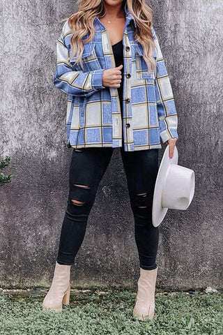 Plaid Pocketed Dropped Shoulder Coat Plaid Pocketed Dropped Shoulder Coat
