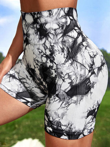 Tie-Dye High Waist Wide Waistband Active Shorts Tie-Dye High Waist Wide Waistband Active Shorts