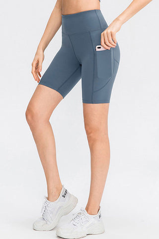 Wide Waistband Sports Shorts with Pockets Wide Waistband Sports Shorts with Pockets