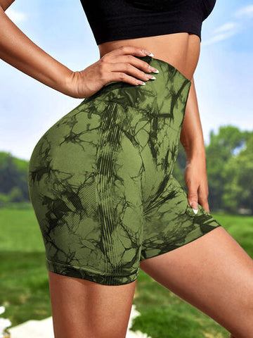 Tie-Dye High Waist Wide Waistband Active Shorts Tie-Dye High Waist Wide Waistband Active Shorts