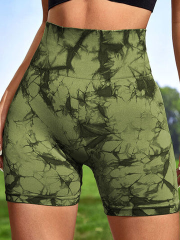 Tie-Dye High Waist Wide Waistband Active Shorts Tie-Dye High Waist Wide Waistband Active Shorts