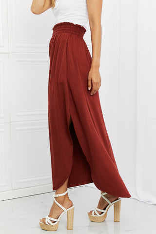 Zenana It's My Time Full Size Side Scoop Scrunch Skirt in Dark Rust Zenana It's My Time Full Size Side Scoop Scrunch Skirt in Dark Rust