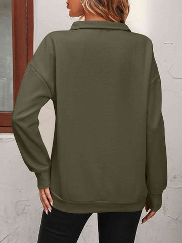 Zip-Up Dropped Shoulder Sweatshirt Zip-Up Dropped Shoulder Sweatshirt