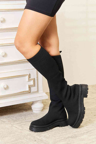 WILD DIVA Footwear Knee High Platform Sock Boots WILD DIVA Footwear Knee High Platform Sock Boots