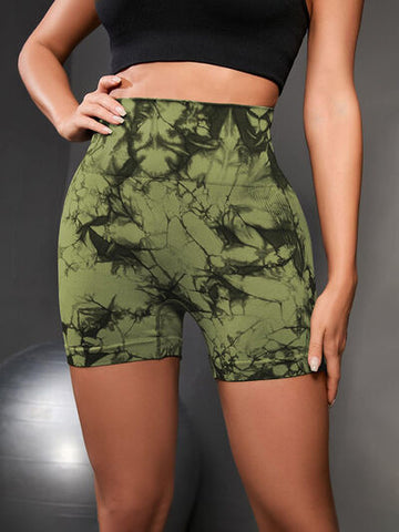 Tie-Dye High Waist Wide Waistband Active Shorts Tie-Dye High Waist Wide Waistband Active Shorts