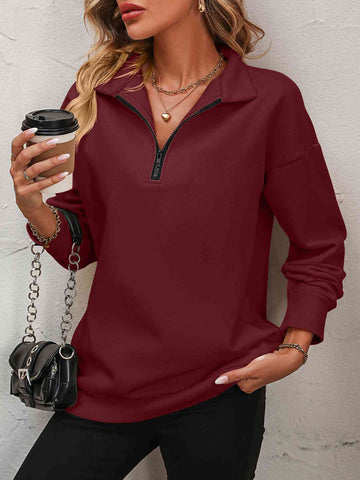Zip-Up Dropped Shoulder Sweatshirt Zip-Up Dropped Shoulder Sweatshirt