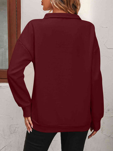 Zip-Up Dropped Shoulder Sweatshirt Zip-Up Dropped Shoulder Sweatshirt