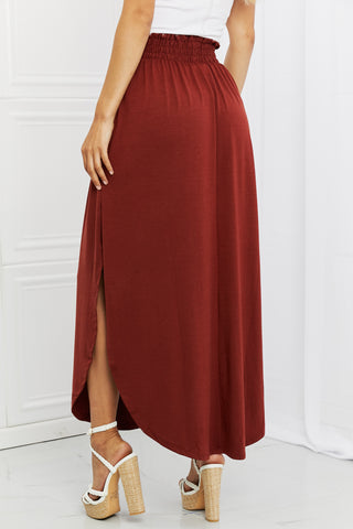 Zenana It's My Time Full Size Side Scoop Scrunch Skirt in Dark Rust Zenana It's My Time Full Size Side Scoop Scrunch Skirt in Dark Rust