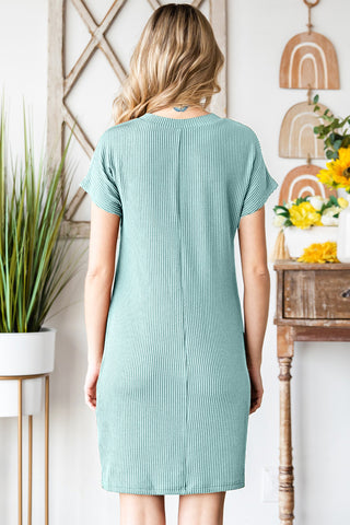Ribbed Round Neck Short Sleeve Dress Ribbed Round Neck Short Sleeve Dress