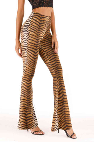 Tiger Print Flare Leg Pants Tiger Print Flare Leg Pants