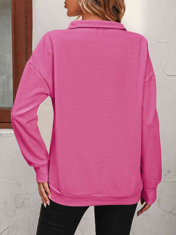 Zip-Up Dropped Shoulder Sweatshirt Zip-Up Dropped Shoulder Sweatshirt