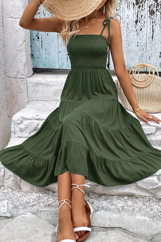 Tie-Shoulder Tiered Midi Dress Tie-Shoulder Tiered Midi Dress