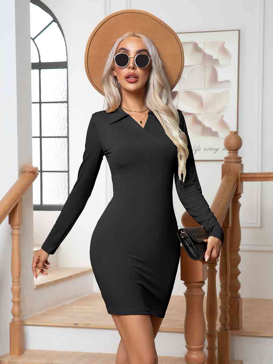 Johnny Collar Long Sleeve Mini Dress Effortless Fashion Boutique Johnny Collar Long Sleeve Mini Dress Effortless Fashion Boutique