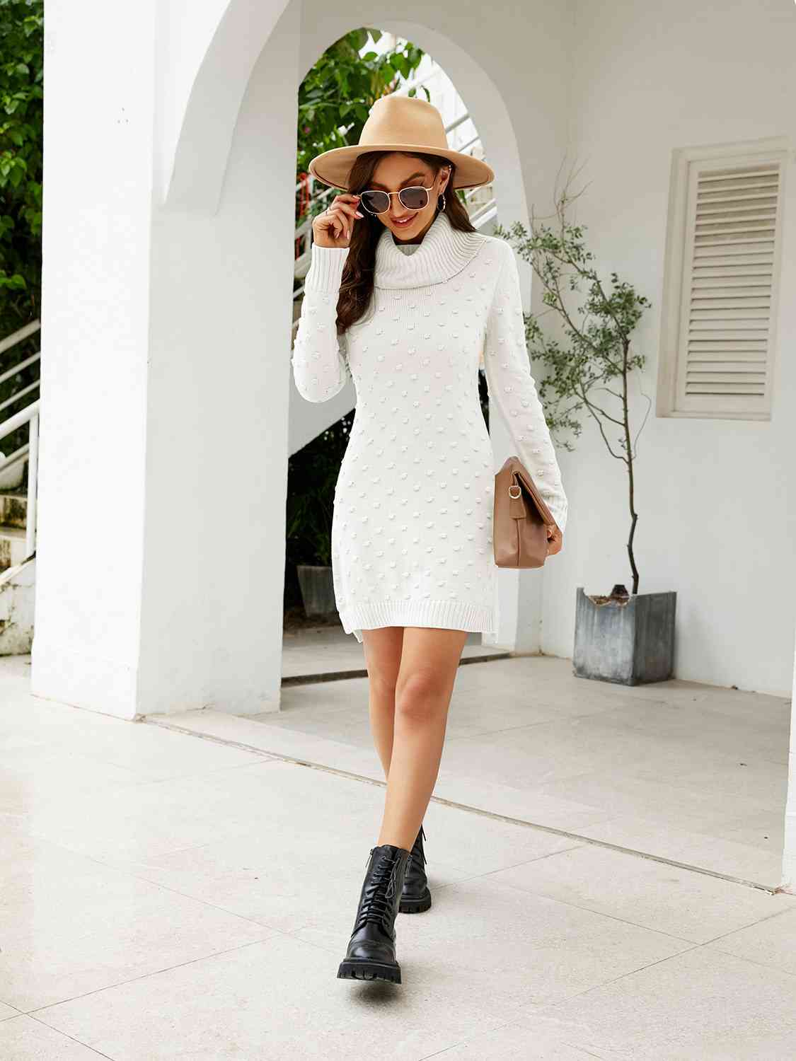 Turtleneck Long Sleeve Slit Sweater Dress Effortless Fashion Boutique Turtleneck Long Sleeve Slit Sweater Dress Effortless Fashion Boutique